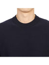 Men's Wappen Patch Crew Neck Wool Knit Top Navy - STONE ISLAND - BALAAN 7