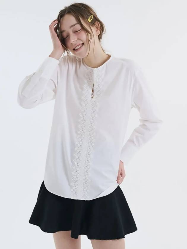 Lace round neck shirt white 0101 - VOYONN - BALAAN 6