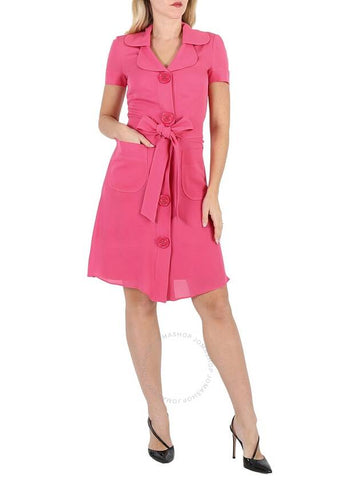 Women s Short Midi Dress Moschino Ladies Fuschia Silk Belted Shirt Brand Size 40 US 6 - MOSCHINO - BALAAN 1