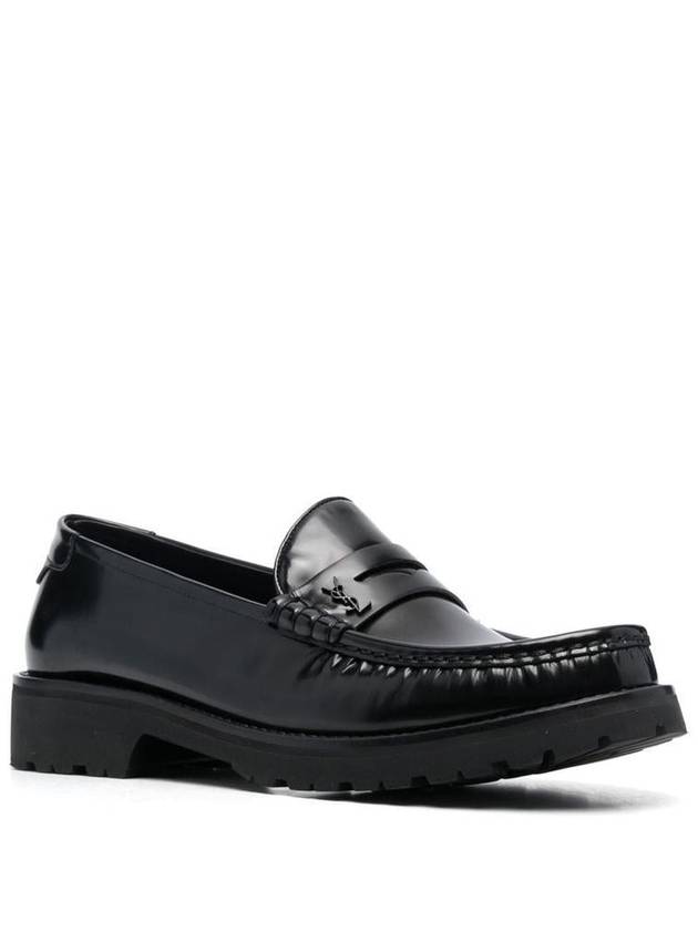 Monogram Leather Loafers Black - SAINT LAURENT - BALAAN 4