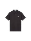 Compass Patch Short Sleeve Polo Shirt Black - STONE ISLAND - BALAAN 2