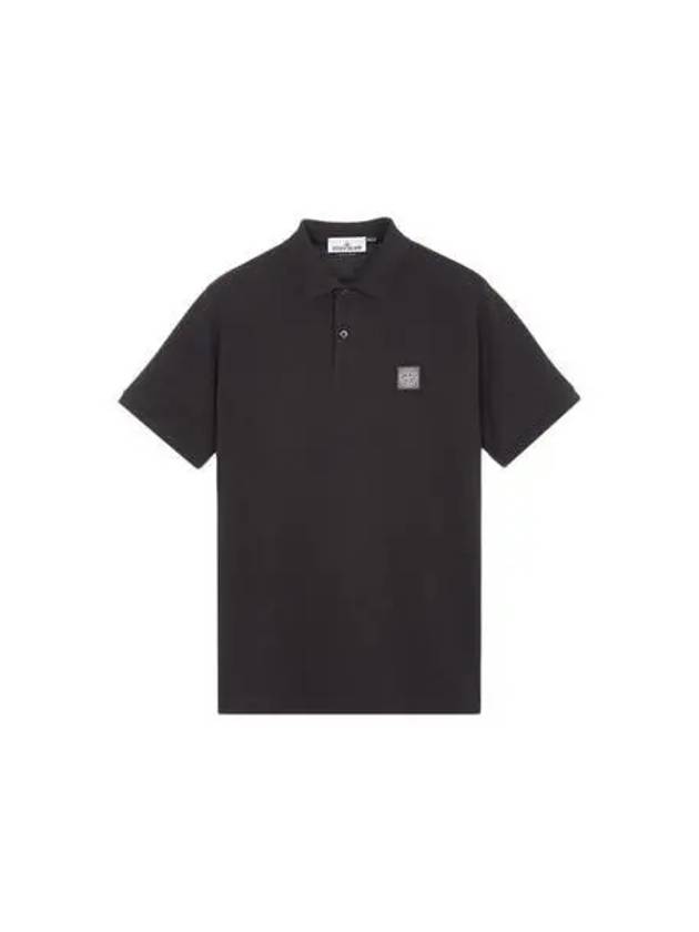 Compass Patch Short Sleeve Polo Shirt Black - STONE ISLAND - BALAAN 2