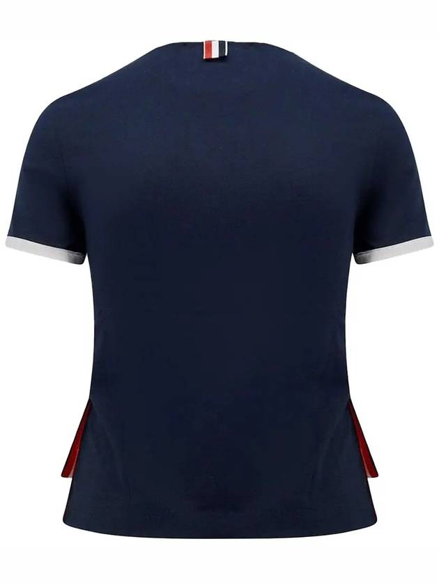 Asymmetric Hem Short Sleeve T-Shirt Navy - THOM BROWNE - BALAAN 3