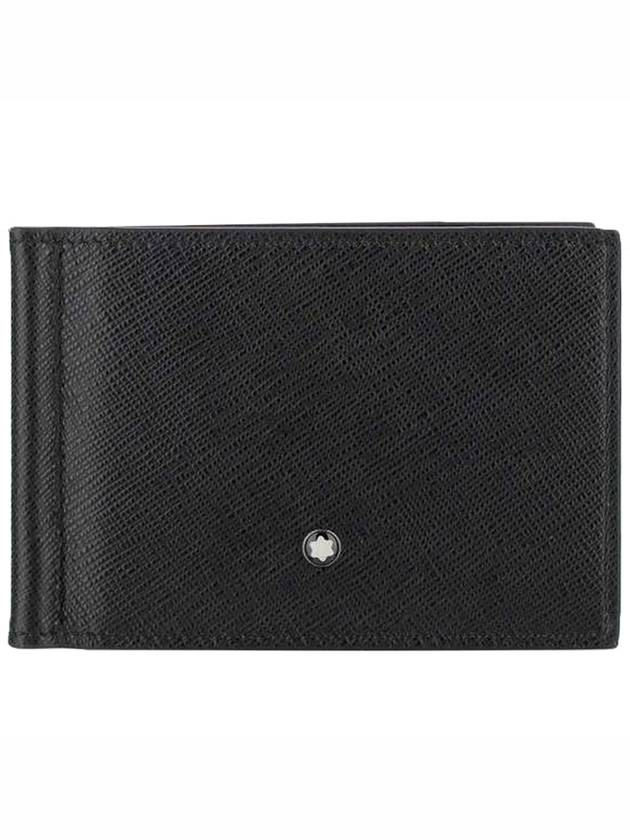 Men's Sartorial 6cc Money Clip Half Half Wallet Black - MONTBLANC - BALAAN.