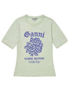 Flower Logo Cotton Short Sleeve T-Shirt Light Mint - GANNI - BALAAN 5