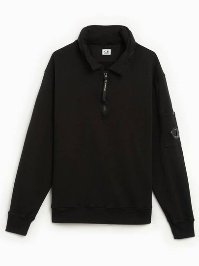 Cotton Fleece Zipped Sweatshirt Black - CP COMPANY - BALAAN 2