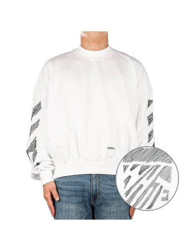 Men's Scribble Diag Sweatshirt White - OFF WHITE - BALAAN 1