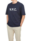 Logo Print Crew Neck Short Sleeve T-Shirt Navy - A.P.C. - BALAAN 7