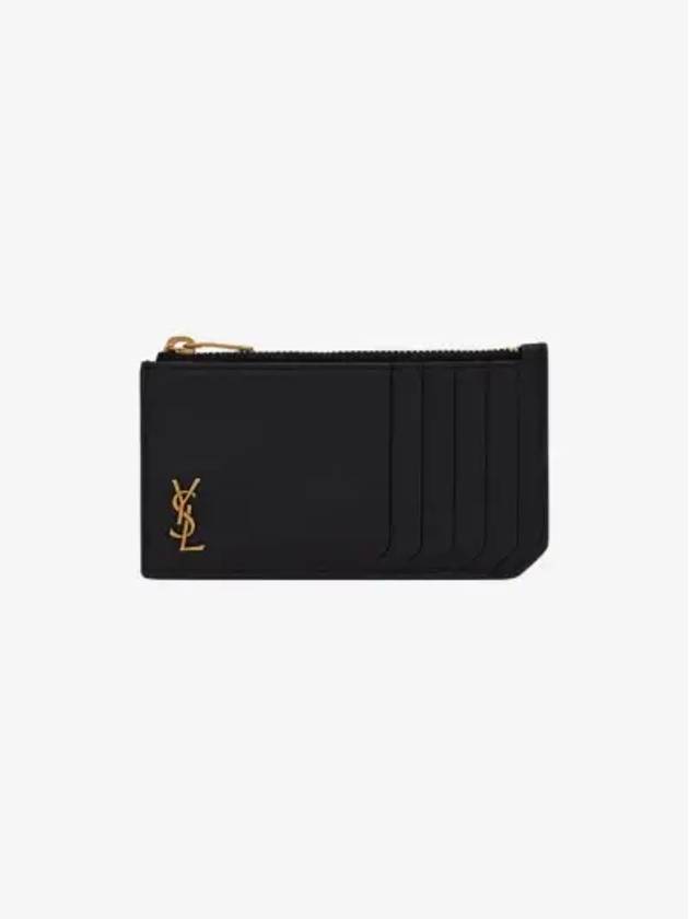 Tiny Fragment Zipper Card Wallet Black - SAINT LAURENT - BALAAN 3