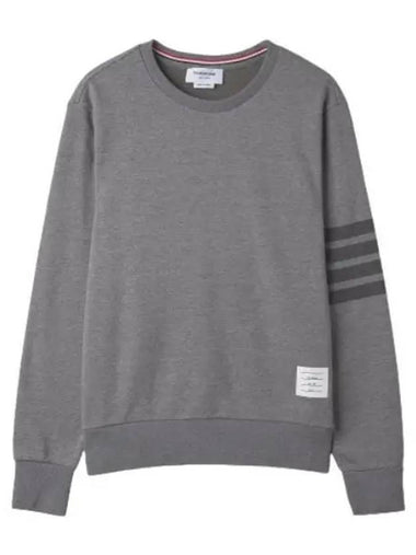 Loopback relaxed fit tonal diagonal crew neck sweatshirt medium gray - THOM BROWNE - BALAAN 1