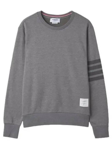 Loopback relaxed fit tonal diagonal crew neck sweatshirt medium gray T shirt - THOM BROWNE - BALAAN 1