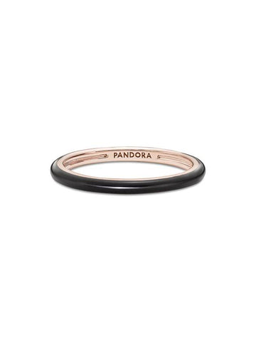 ME Enamel Ring Rose Gold Plated Black - PANDORA - BALAAN 1