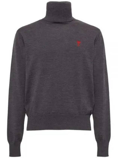 Heart Logo Wool Turtleneck Grey - AMI - BALAAN 2