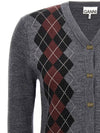 V-Neck Argyle Knit Cardigan Grey - GANNI - BALAAN 3