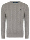 Embroidery Logo Cable Knit Top Grey - POLO RALPH LAUREN - BALAAN 2