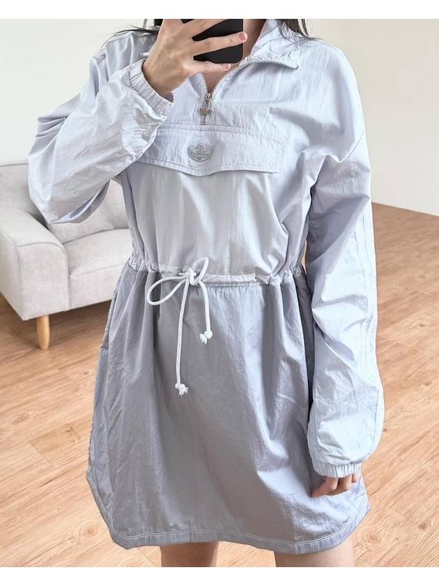 Long Sleeve Windbreaker Short Dress Grey - ADIDAS - BALAAN 5