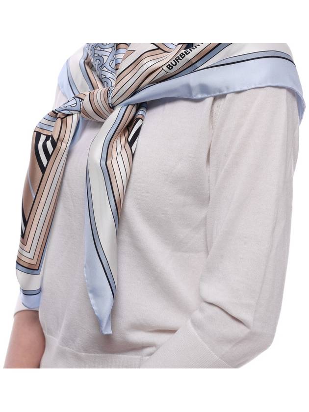 TB Check Printing Silk Muffler Blue Brown - BURBERRY - BALAAN 6