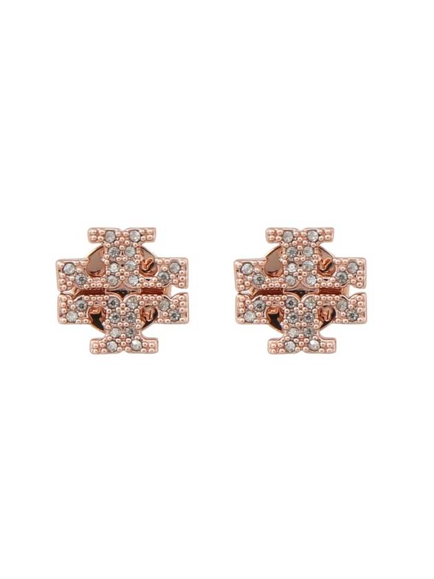 Crystal Logo Stud Earrings Rose Gold - TORY BURCH - BALAAN 1