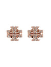 Crystal Logo Stud Earrings Rose Gold - TORY BURCH - BALAAN 1