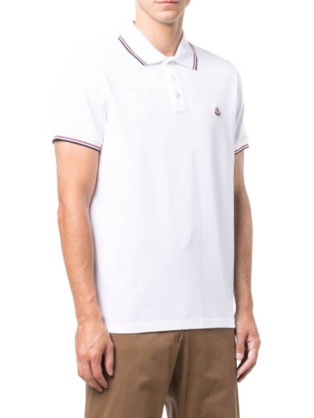 Men's Logo Patch Cotton Polo Shirt White - MONCLER - BALAAN 5