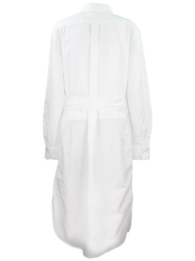 Embroidered Logo Cotton Cashmere Midi Dress White - POLO RALPH LAUREN - BALAAN 3