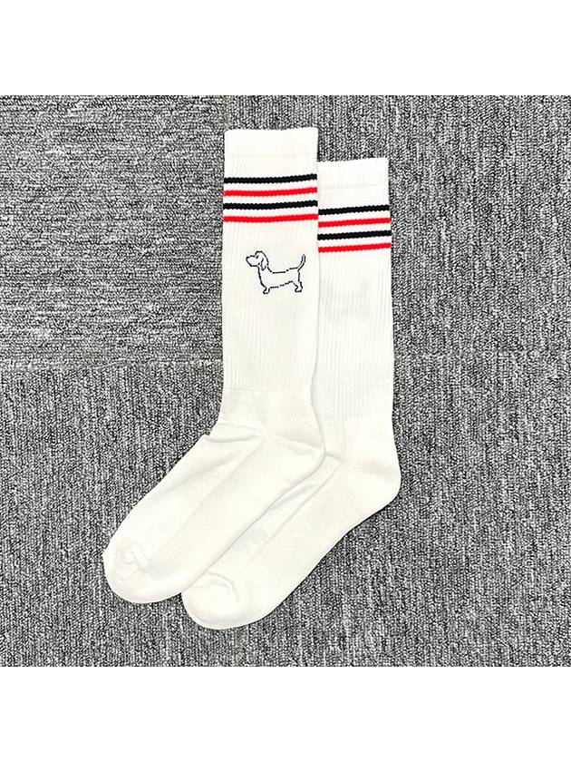 Intarsia Knit Ankle Socks White - THOM BROWNE - BALAAN 3