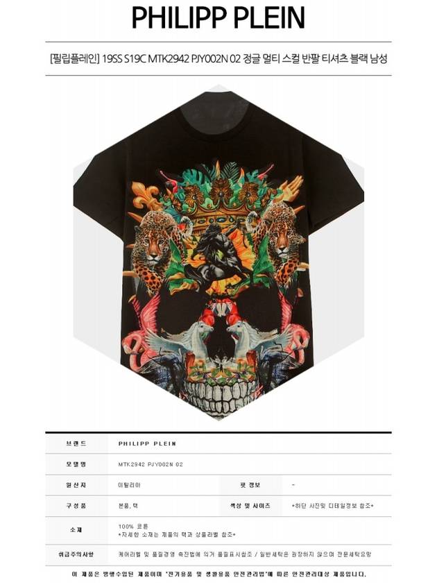 Men's Jungle Skull Short Sleeve T-Shirt Black - PHILIPP PLEIN - BALAAN.