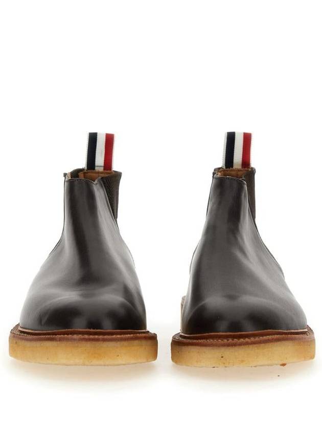 Crepe Sole Mid Top Calfskin Chelsea Boots Dark Brown - THOM BROWNE - BALAAN 5