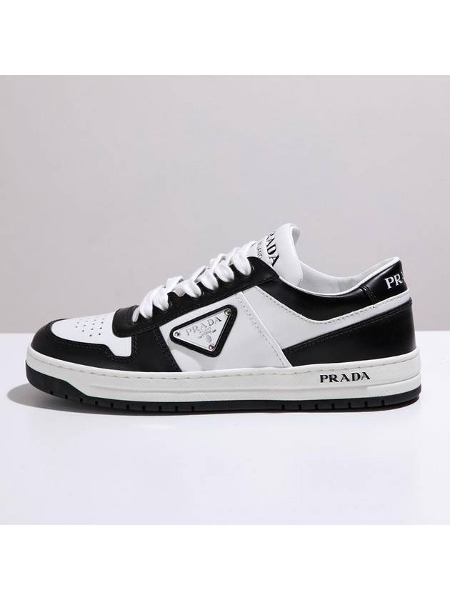 Downtown Perforated Leather Low Top Sneakers White Black - PRADA - BALAAN 2