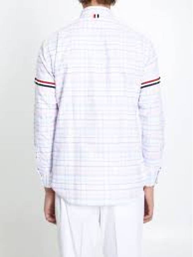 Men's Plaid Three Stripes Armband Oxford Long Sleeve Shirt Light Pink - THOM BROWNE - BALAAN 4