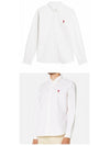 Heart Logo Oxford Button Down Long Sleeve Shirt White - AMI - BALAAN 5