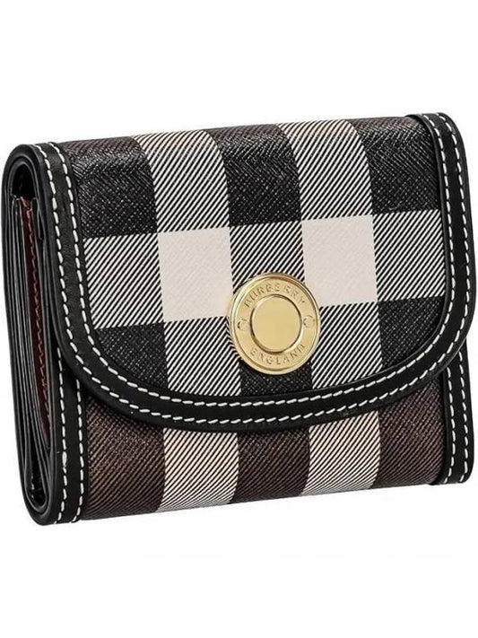 Check Print Leather Half Wallet Brown - BURBERRY - BALAAN 2