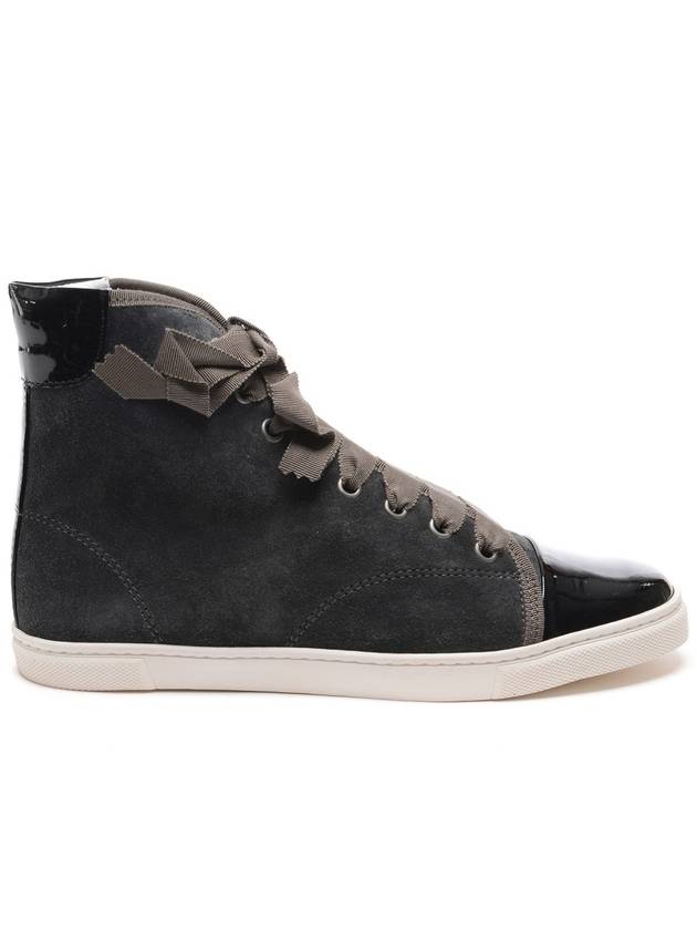 Leather High Top Sneakers Black - LANVIN - BALAAN 1