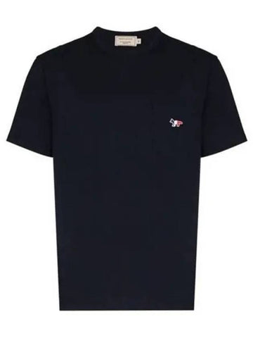 FM00120KJ0010 BK Fox Patch Pocket Short Sleeve T shirt Black Men s TJ 271992 - MAISON KITSUNE - BALAAN 1