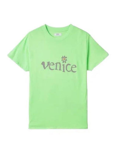 Venice Logo Short Sleeve T Shirt Green - ERL - BALAAN 1