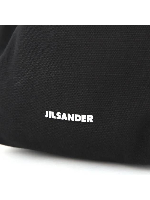 Dumpling Canvas Bucket Bag Black - JIL SANDER - BALAAN.