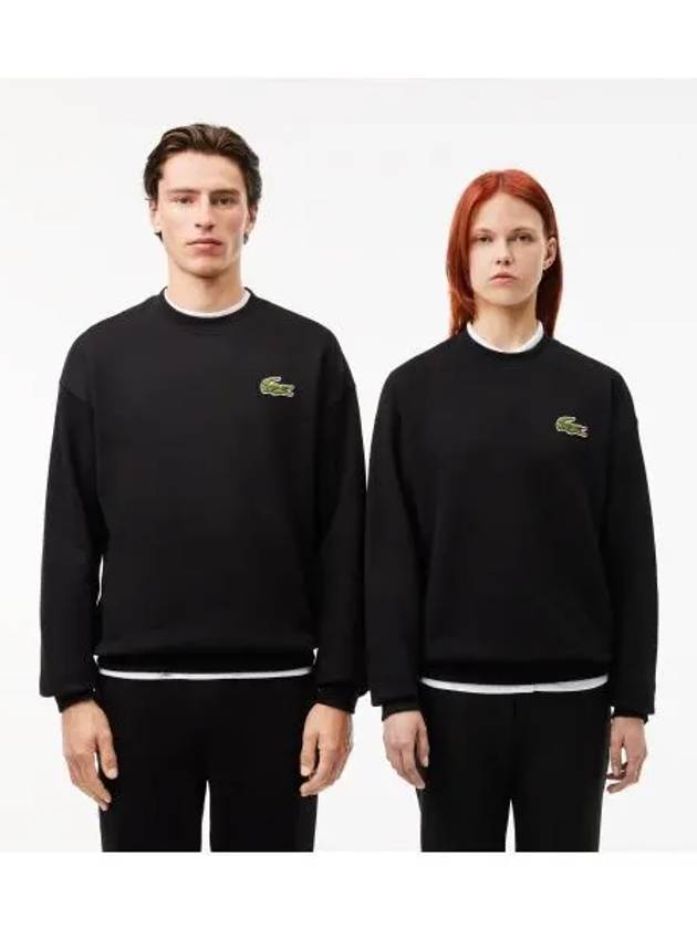 Boucle Big Croc Crew Neck Sweatshirt Black - LACOSTE - BALAAN 1