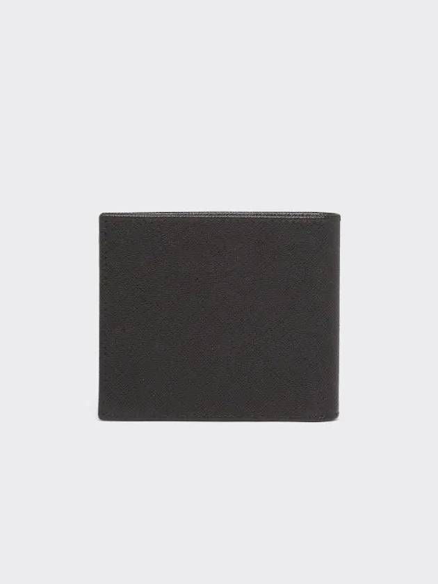 Triangle Logo Saffiano Half Wallet Black - PRADA - BALAAN 4