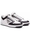 District Triangle Logo Leather Low Top Sneakers White Black - PRADA - BALAAN 3