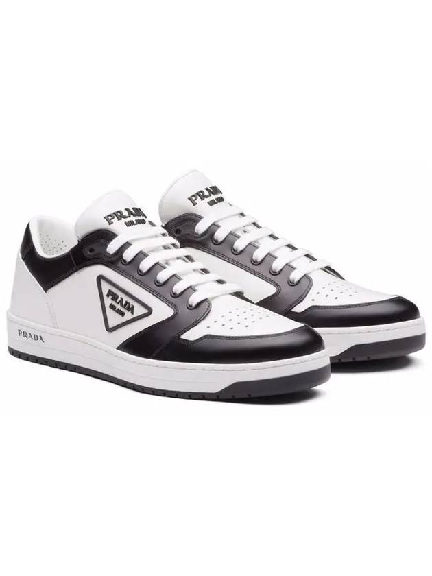 District Triangle Logo Leather Low Top Sneakers White Black - PRADA - BALAAN 3