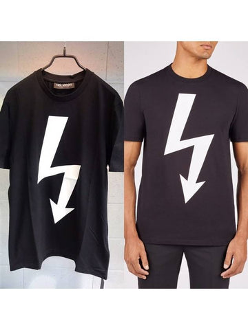 Men's Doublesided Arrow Thunder Slim Regular Fit Short Sleeve TShirt PBJT477A 524 - NEIL BARRETT - BALAAN 1