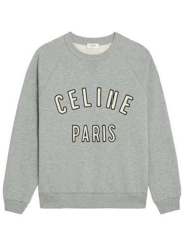 Paris Loose Cotton Fleece Man To Man Grey Melange - CELINE - BALAAN 1