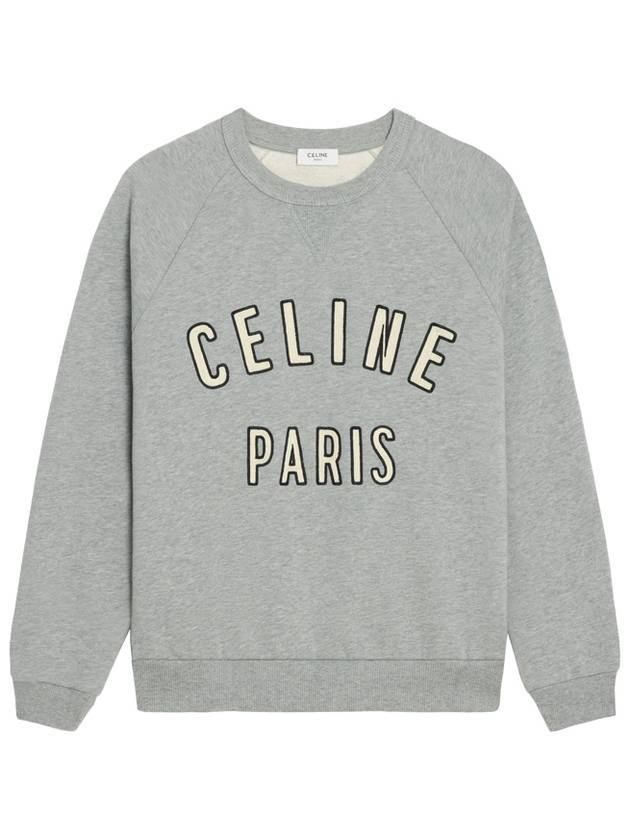 Paris Loose Cotton Fleece Man To Man Grey Melange - CELINE - BALAAN 1