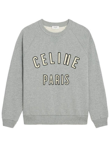 Paris Loose Cotton Fleece Man To Man Grey Melange - CELINE - BALAAN 1