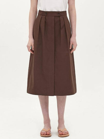 Hidden Button A-Line Skirt Brown - JUN BY JUN K - BALAAN 2