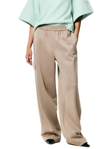 Tibi Ladies Tan Active Knit Wide Leg Pull On Pant, Size X-Small - TIBI - BALAAN 1