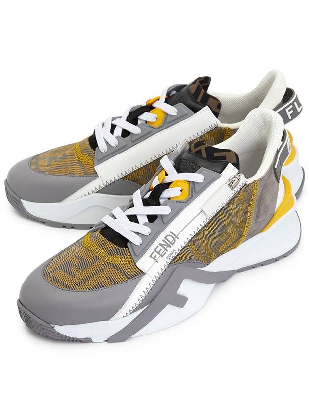 Flow FF Logo Low Top Sneakers Grey - FENDI - BALAAN 1