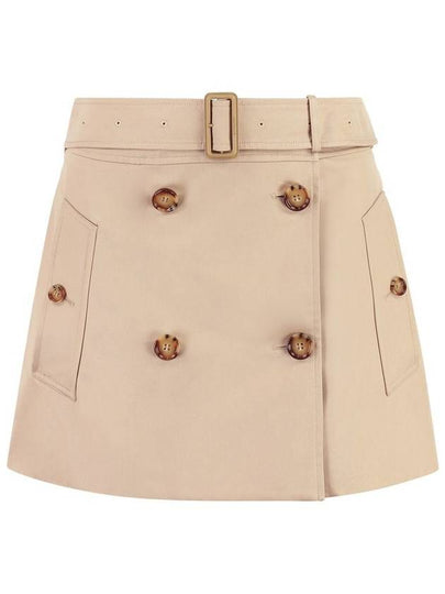 Women's Cotton Gabardine Mini Trench A-Line Skirt Beige - BURBERRY - BALAAN 2