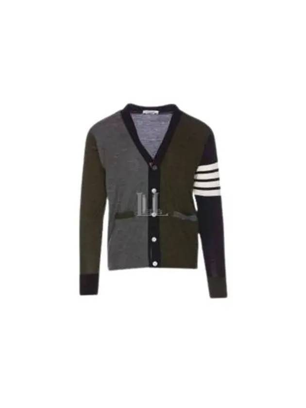 Men's Sustainable Classic Diagonal Wool Cardigan Med Grey - THOM BROWNE - BALAAN 2