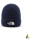 TNF Logo Box Cuffed Beanie Navy - THE NORTH FACE - BALAAN 2